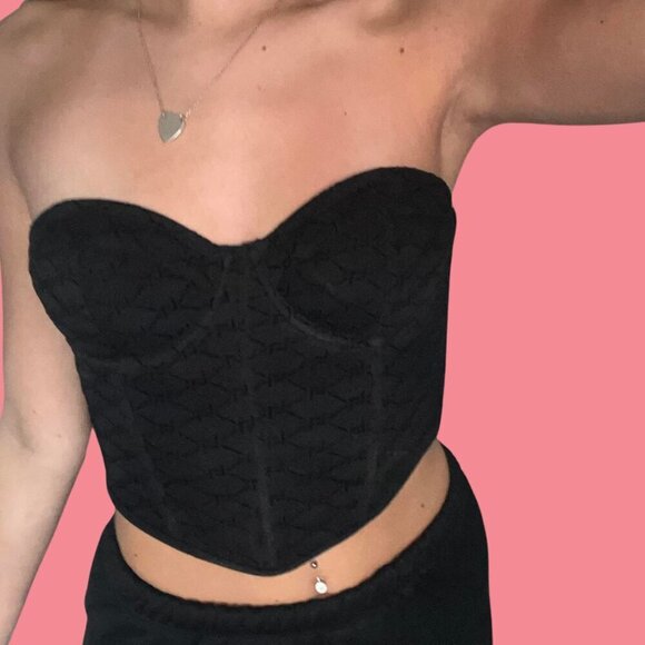 ✨Sculpt & Slay: Primark Black Geometric Strapless Corset Top (32C) - Picture 2 of 8